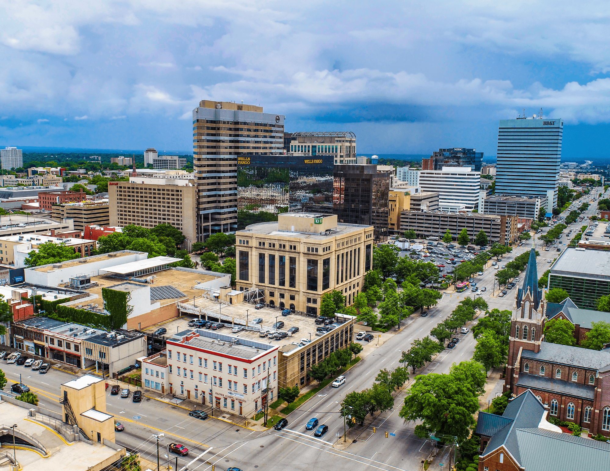 Aerial view of city skyline
